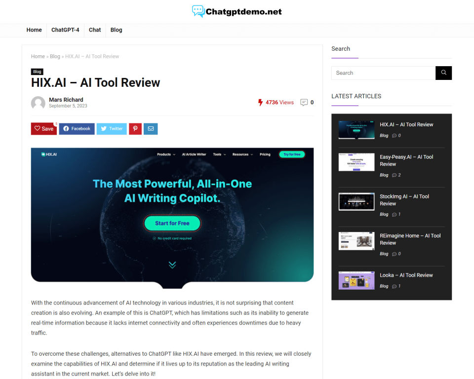 HIX AI AI Tool Review ChatGPT Demo