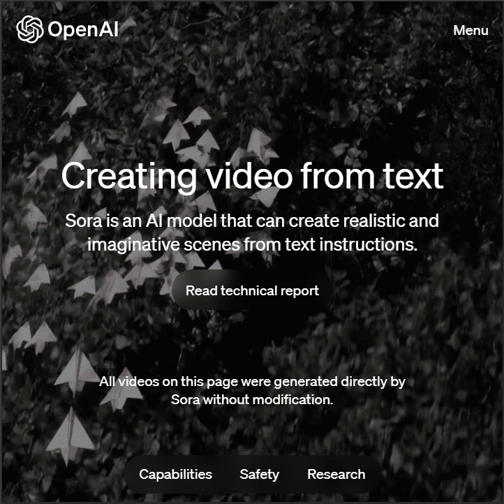 OpenAI Sora AI Model That Creates Videos From Text